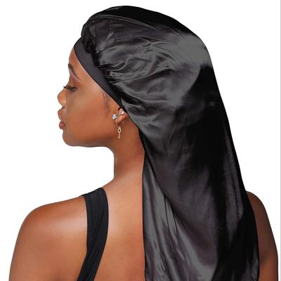 China Long Braid Satin Cowl Extra Long Hair Silk Cowls Silk Satin Braid Long Cowl Sleep Hat Cowls For Women for sale