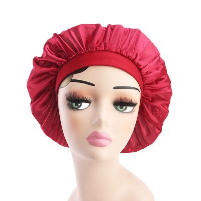 China 2021 Volume Of The Bath Hood Satin Silk Bonnets In Elastic Band Double Layer Satin Sleep Hoods Bonnets for sale