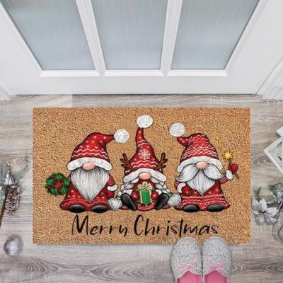 China Mat Printing Crystal Velvet Floor Washable Mat Merry Christmas Home Decoration Non-slip Door Mat for sale