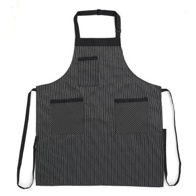 China Factory Sale Chef Apron Stripe Modern Anti-fouling High Quality Kitchen Apron With Pockets for sale