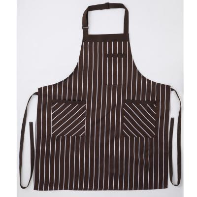 China Good Price New Product Stripe Cotton Apron Chef Apron For Men Anti-fouling Women With Pockets for sale