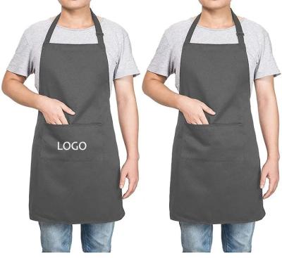 China 100% Gray Plain Design Linen Polyester Eco-Friendly Black Women Men Protective Kitchens Cleaner Cooking Apron With Logo Printing Customized for sale