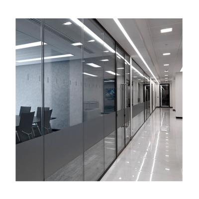 China High Quality Modern Black Aluminum Frame Full Size Office Anodized Glass Partition Wall For Office Room for sale