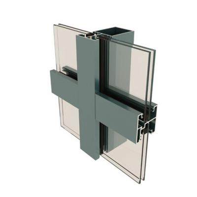 China Exterior Frame Fire Safety Industrial Aluminum Stick Building Glazing Systems Work With Hopper Windows Cladding Glass Systems for sale