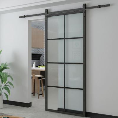 China Interior Aluminum Glass Sliding Shower Barn Door Bath Room Double Double Barn Doors For Living Room for sale