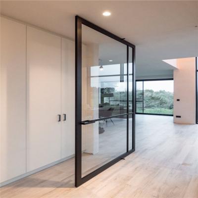 China New modern simple design high quality entry aluminum pivot door with tempered glass aluminum frame for sale