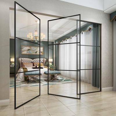 China New Idea Palladium Sound Insulation Hanging Door Aluminum Frame Door 360 Degree Rotatable Glass Partition Pivot Movable Door for sale