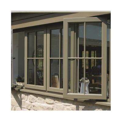 China Topwindow High Quality Wooden Material German Thermal Break Brand Aluminum Folding Aluminum Window Door Double Glazed Windows for sale