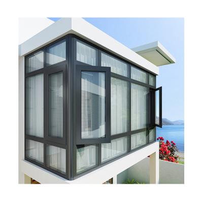 China Double Arc Window Screen Folding French Casement Windows Aluminum Louvered Tempered Glass French Aluminum Casement Glass With Screen Price for sale