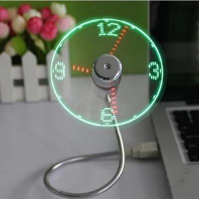 China Fan With Shows Times USB Mini Flexible Time LED Clock Fan With LED Light for sale