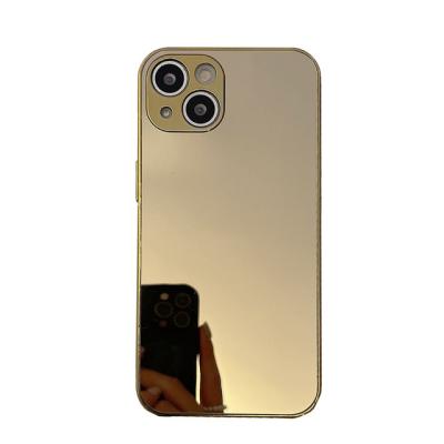 China Shockproof Luxury Gold Plated Phone Case For iPhone 13 12 pro 11 XS Max 8 Plus Soft Silicone Quality Mirror Camera Protective Cover for sale