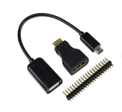 China Mini HDMI to HDMI 3 in 1 Raspberry Pi Zero Accessories Kit for Mini-HDMI Adapter, Micro USB Adapter, GPIO Adapter for sale