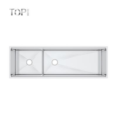 China Modern New Design 70 Inch Large Workstation Undermount Double Sink For Restaurant for sale