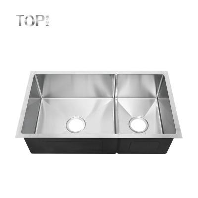 China Modern Commercial Double Bowl Stainless Steel Kitchen Sink For Rectangular Exterior for sale