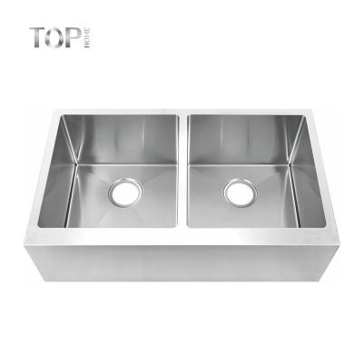 China Modern High Quality Double Bowl Kitchen Sink Wash Basin Stainless Steel Apron Sink for sale