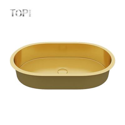 China Modern Multifunctional Oval Sink Art Basin Gold Wash Basin Bathroom Sinks for sale