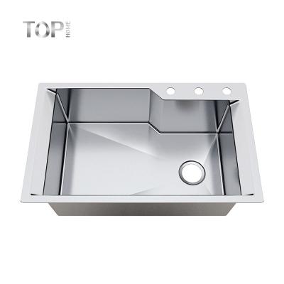 China Modern High Quality Rectangular Single Basin Top Mount Kitchen Sink For School Canteen for sale