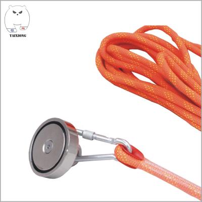 China Industrial Magnet 150kg Pull Force Neodymium Fishing Magnet With Rope And Ring 304 for sale