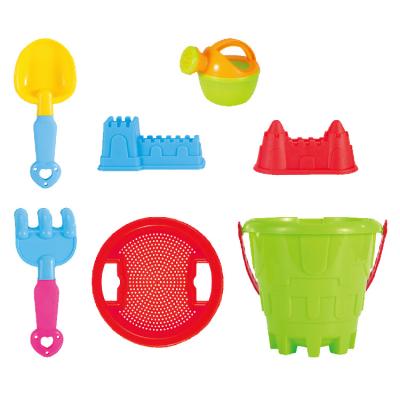 China Entertainment Toys Summer Outdoor Toy Plastic Mini Beach Bucket In Bulk With 7PCS Shovel for sale