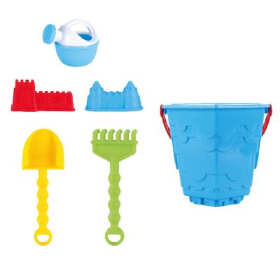 China Funny Beach Bucket Set Toys 6PCS Plastic Beach Bucket Shovel Sand Castle Mold Beach Toy for sale