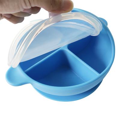 China Eco-friendly non-toxic strong suction split split baby silicone bowl cuenco de silicona scam tapa disposable with lid for sale