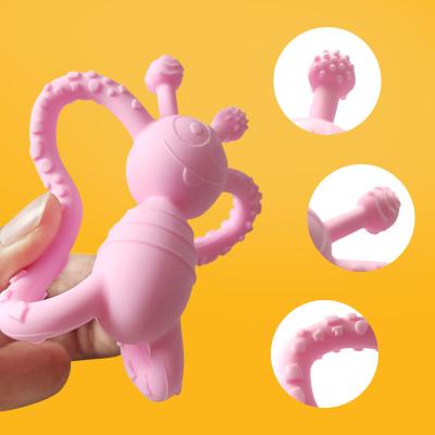 China Silicone mordedor bebe BPA free food grade teething accessories toy for babies beiring infant silicone toy silicon teether bpa free for sale