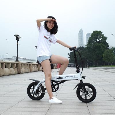 China 250w Overseas Motor Alloy Magnesium Aluminum Alloy SAMEBIKE Service 14inch Electrische Foldable Fiets for sale