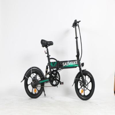 China SAMEBIKE Aluminum Alloy Directly Sell 36V10AH Brushless Battery 350W LED Light OEM Wholesale Folding 16 Inch Electric Bicycle Rear Suspension for sale