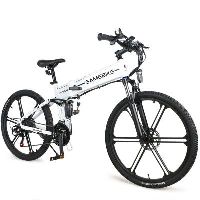 China LO26-II SAMEBIKE aluminum alloy mountain titanium frames 500W folding bike mtb mountain electric bicycle for sale