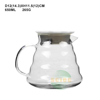 China Sustainable 650ml Borosilicate Glass Coffee Teapot With Strainer for sale