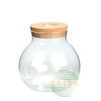 China Borosilicate Glass Sustainable Ball Shaped Food Storage Jar With Cork 1000ml for sale