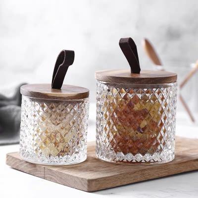 China Viable Diamond Shape Hotsale Candle Glass Jar With Glass Lid For Home Decoration for sale