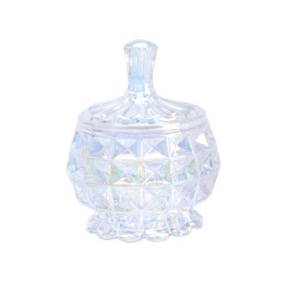 China Hotsale Sustainable Candy Jar Crystal Glass Sugar Bowl With Glass Lid for sale