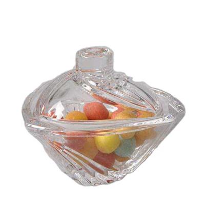 China Best Sustainable Selling Crystal Glass Sugar Bowl / Clear Glass Candy Jars With Glass Lid for sale