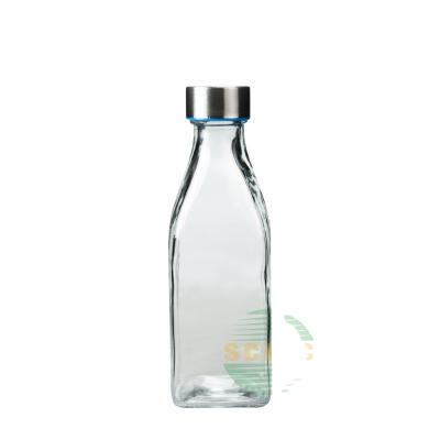 China Wholesale 500ml 1000ml minimalist glass milk bottle with metal lid for sale