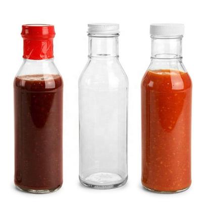 China Hotsale Eco-friendly 360ml 12oz Clear Chilli Tomato Sauce Vinegar Oil Glass Bottle for sale