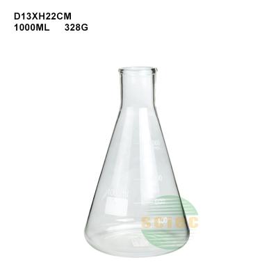 China Lab Container 1000ml Flat Bottom Conical Glass Flask for sale