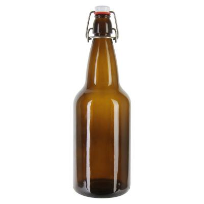 China Hotsale 330ml 500ml 750ml 1000ml Eco-friendly Amber Brown Swing Top Glass Beer Bottle for sale