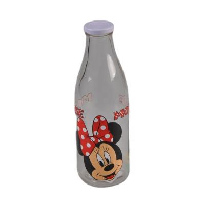 China Eco-friendly 1 liter 250ml 500ml 1000ml custom glass milk bottle with tin lid for sale