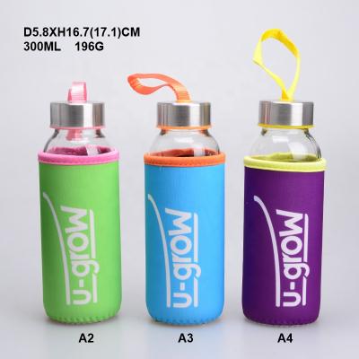 China Sustainable Custom 500ml Crystal Colored Glass Water Bottle With Cloth Cover For Drinking for sale