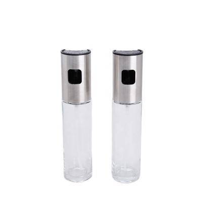 China Round 100ml Sustainable Glass Salad Dressing Bottle With Press Type Lid for sale