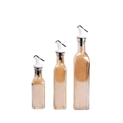 China Hotsale Square 175ml 250ml 500ml Eco-friendly Essential Glass Olive Oil Bottle Dispenser Sauce Bottle for sale