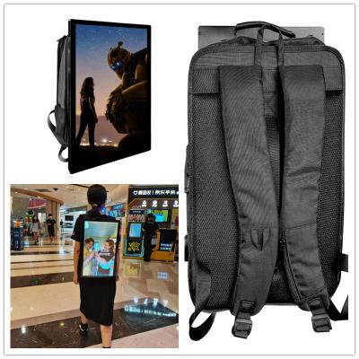 China Anywhere Hot Sale Backpack Billboard Advertising Displays With Programmable 21.5 Inch LCD Screen for sale