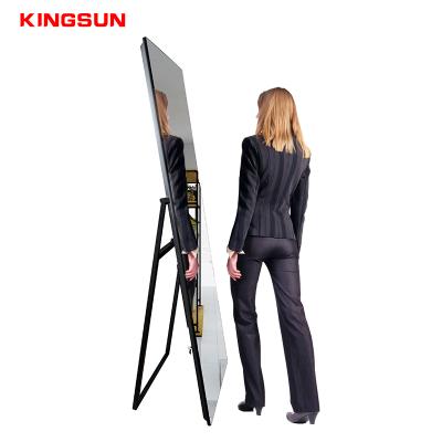 China Exhibition 43 Inch Magic Mirror LCD Display Advertising Players Floor Stand PCAP Touch Screen Photo Booth Fitness Magic Mirror for sale