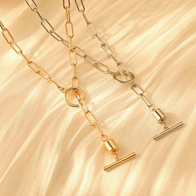 China TRENDY Necklace Gold Jewelry Fashion Chain Paper Clip Chains Long Pendant Necklaces for sale