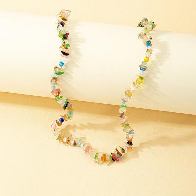 China Fashion Necklace Romantic Summer Healing Stone Bohemian Natural Crystal Bead Choker Necklace for sale