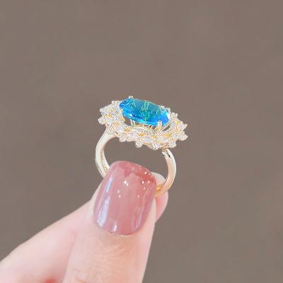 China Vintage Fashion Jewelry Natural Blue Gemstone Jewelry Engagement Silver Wedding Rings for sale