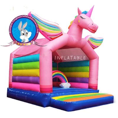 China Fun Unicorn Inflatable Bouncer Castle Slide Bounce Colorful Jumping Bouncy House for sale