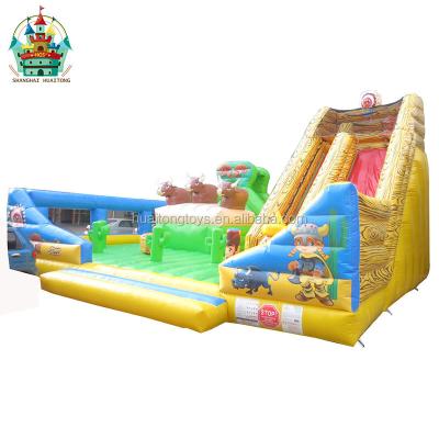 China Amusement Park Baby Inflatable Bouncer Large Inflatable Slide Amusement Park With Inflatable Bulls for sale