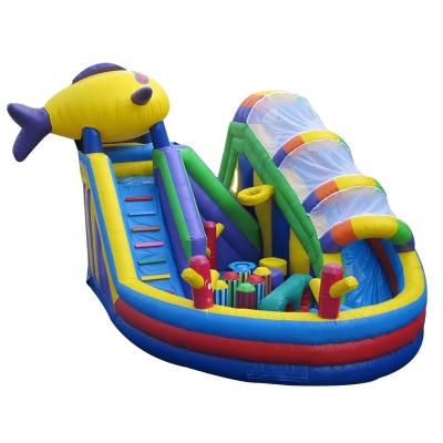 China Amusement Park Inflatable Bouncy Castle Fish Tunnel Inflatable Obstacle Course for sale